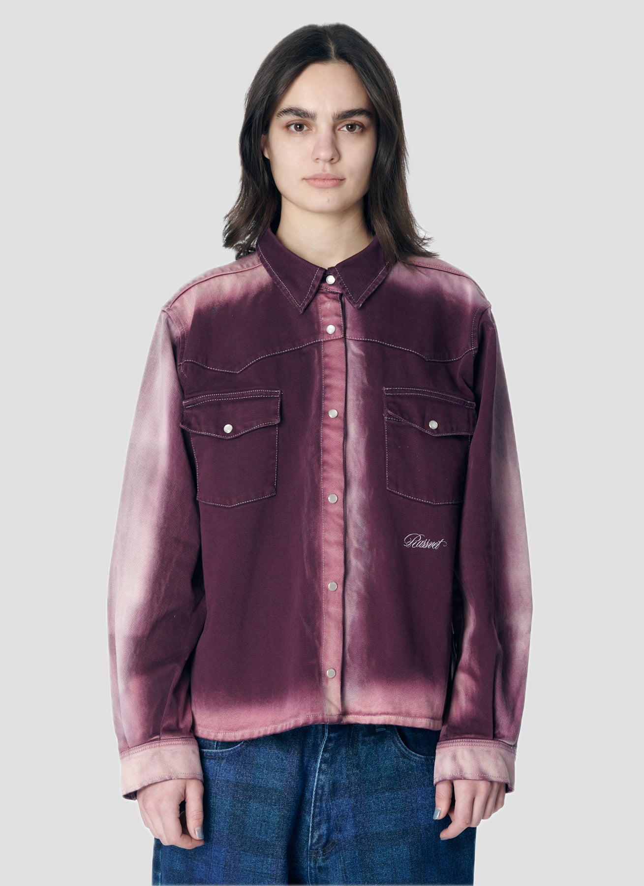 PACC17B011 ~ WASHED LS DENIM SHIRT - PURPLE