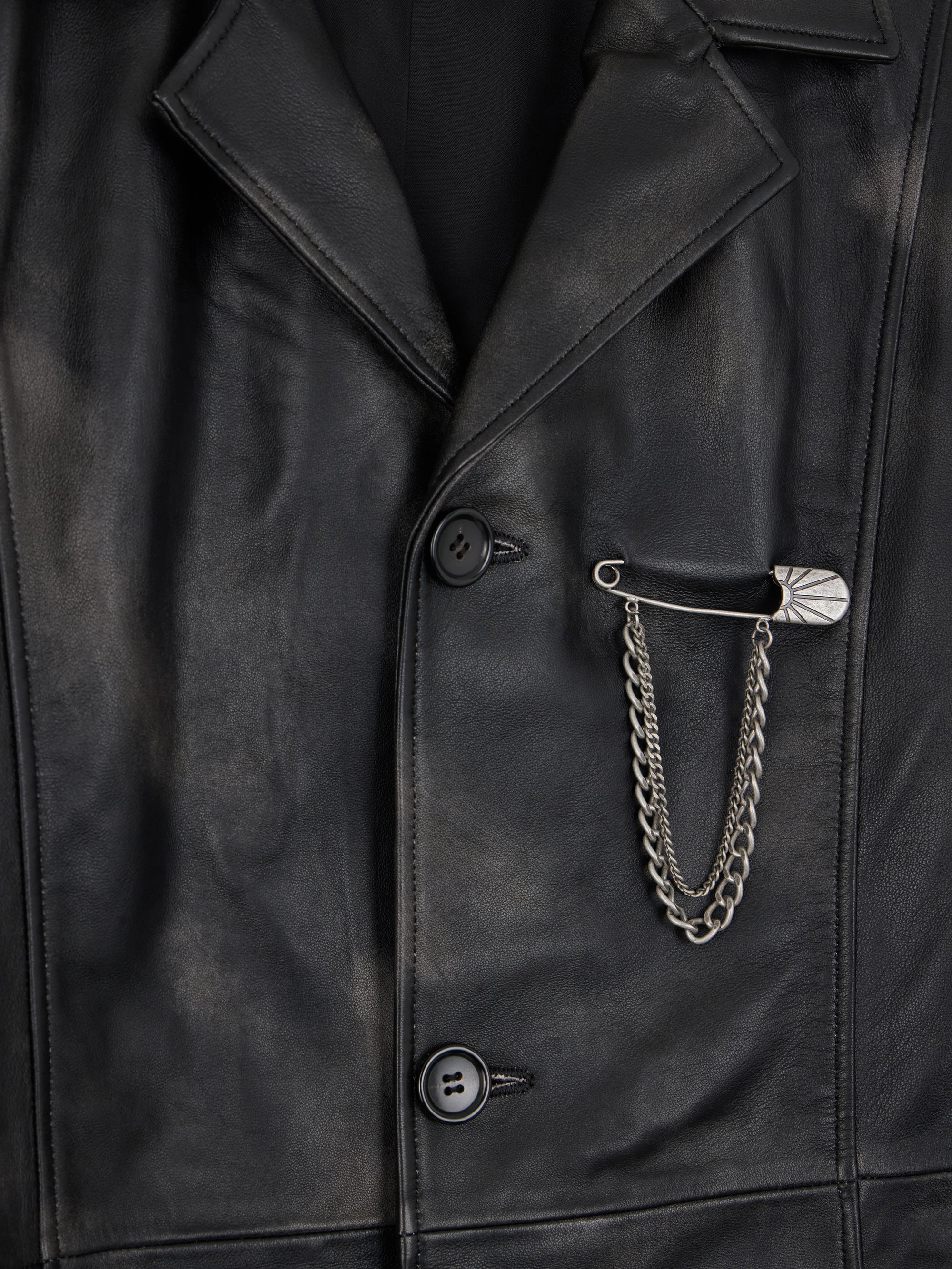 PACC18J005 ~ LEATHER BLAZER – BLACK