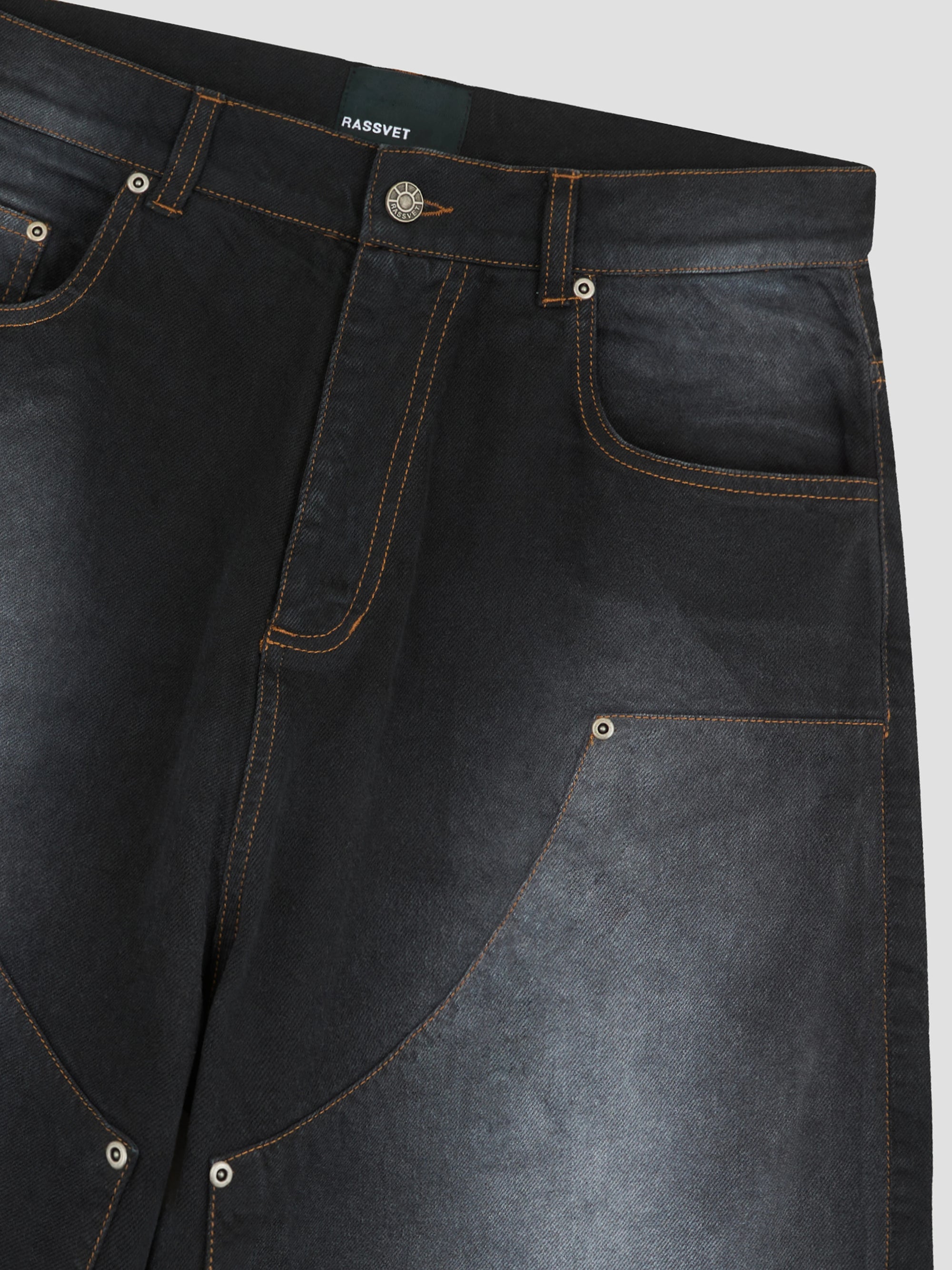 PACC18P004 ~ SUN DYED BAGGY DENIM SHORTS – BLACK ONYX