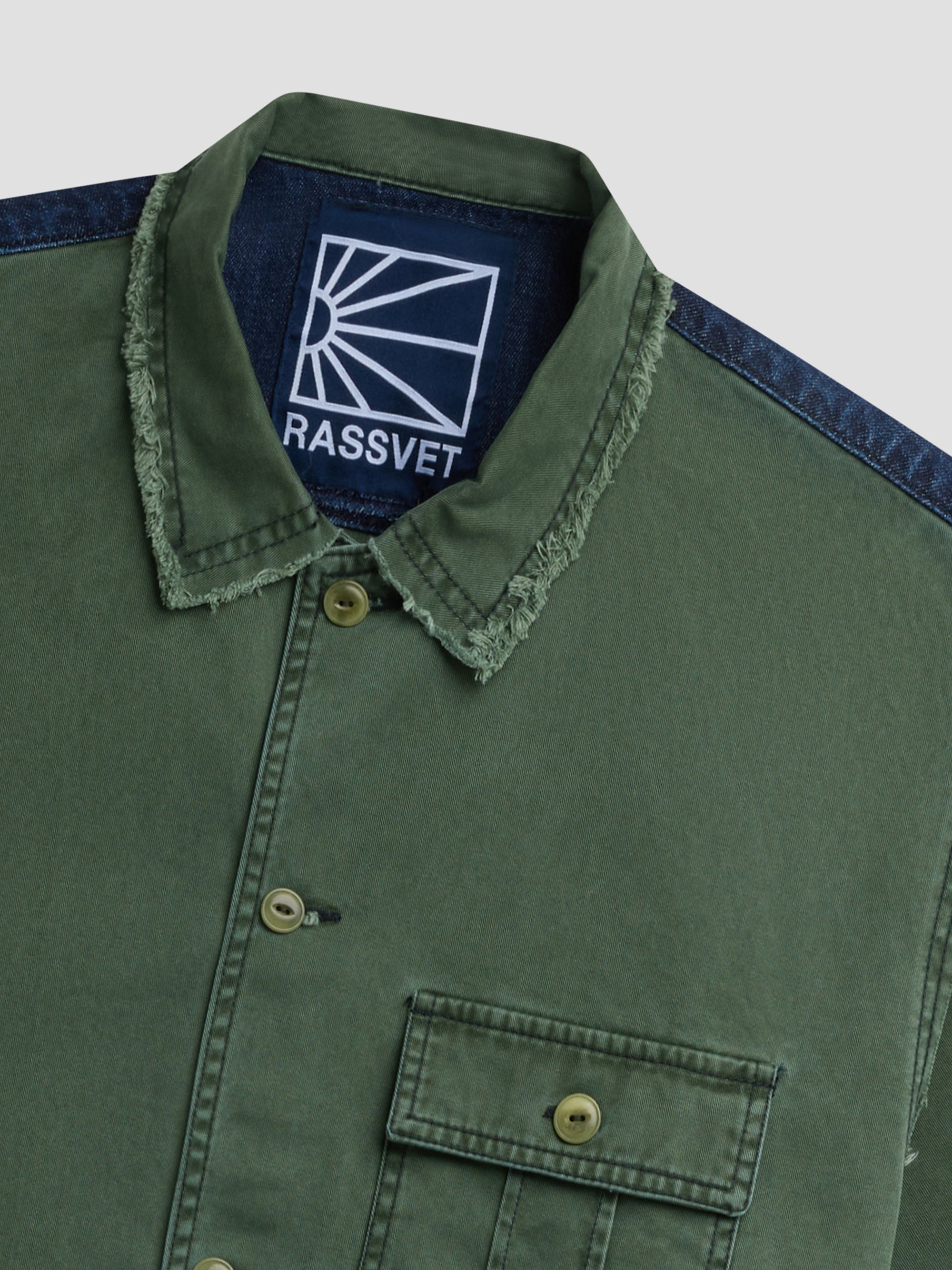 PACC19B001-1 ~ MEN SURPLUS DENIM LS OVERSHIRT GREEN