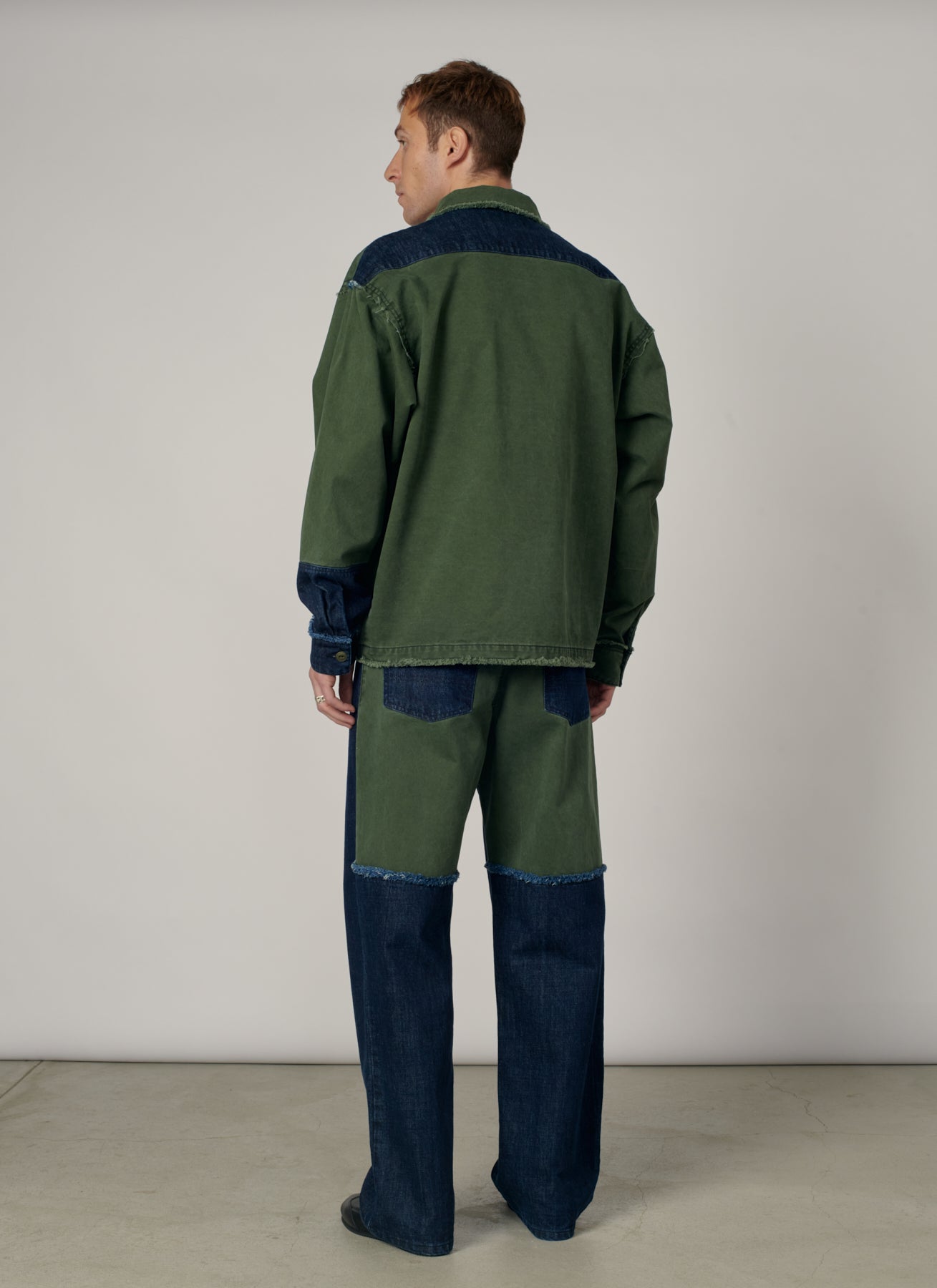 PACC19B001-1 ~ MEN SURPLUS DENIM LS OVERSHIRT GREEN