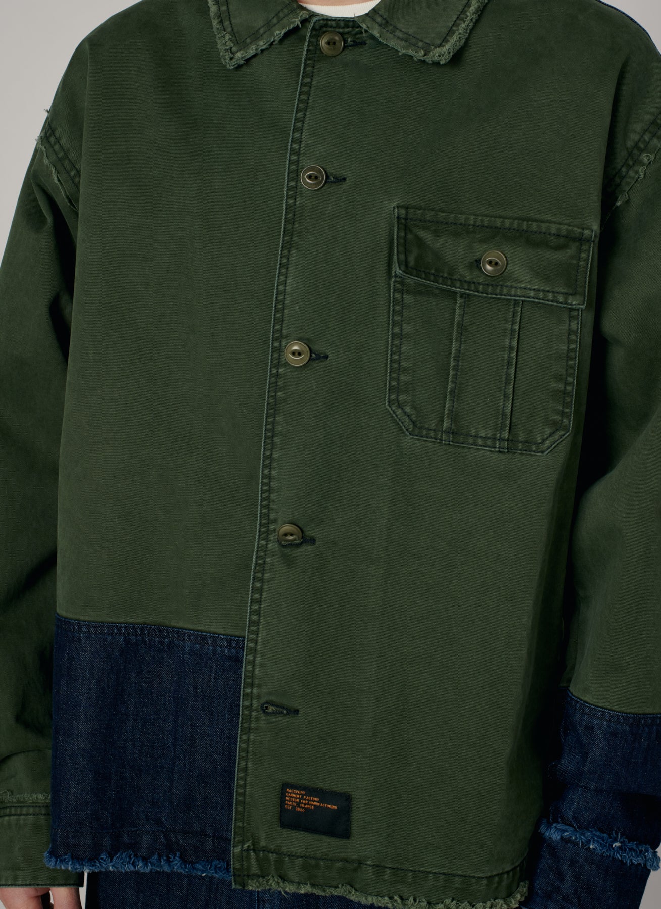 PACC19B001-1 ~ MEN SURPLUS DENIM LS OVERSHIRT GREEN