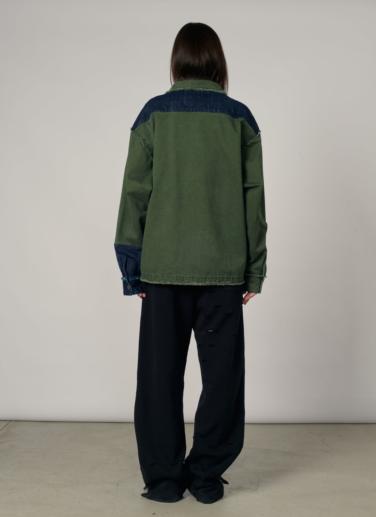 PACC19B001-1 ~ MEN SURPLUS DENIM LS OVERSHIRT GREEN
