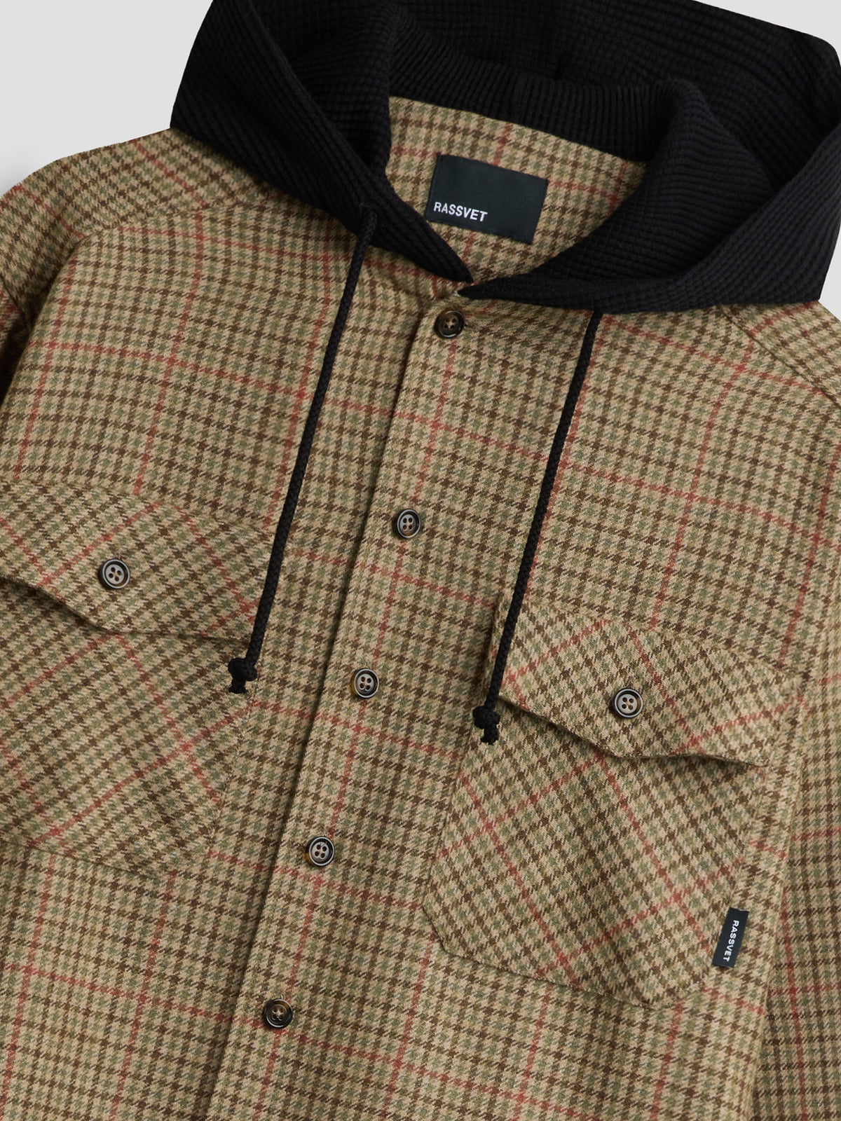 PACC19B003-1 ~ MEN HOODED WOOL COMBO OVERSHIRT BROWN