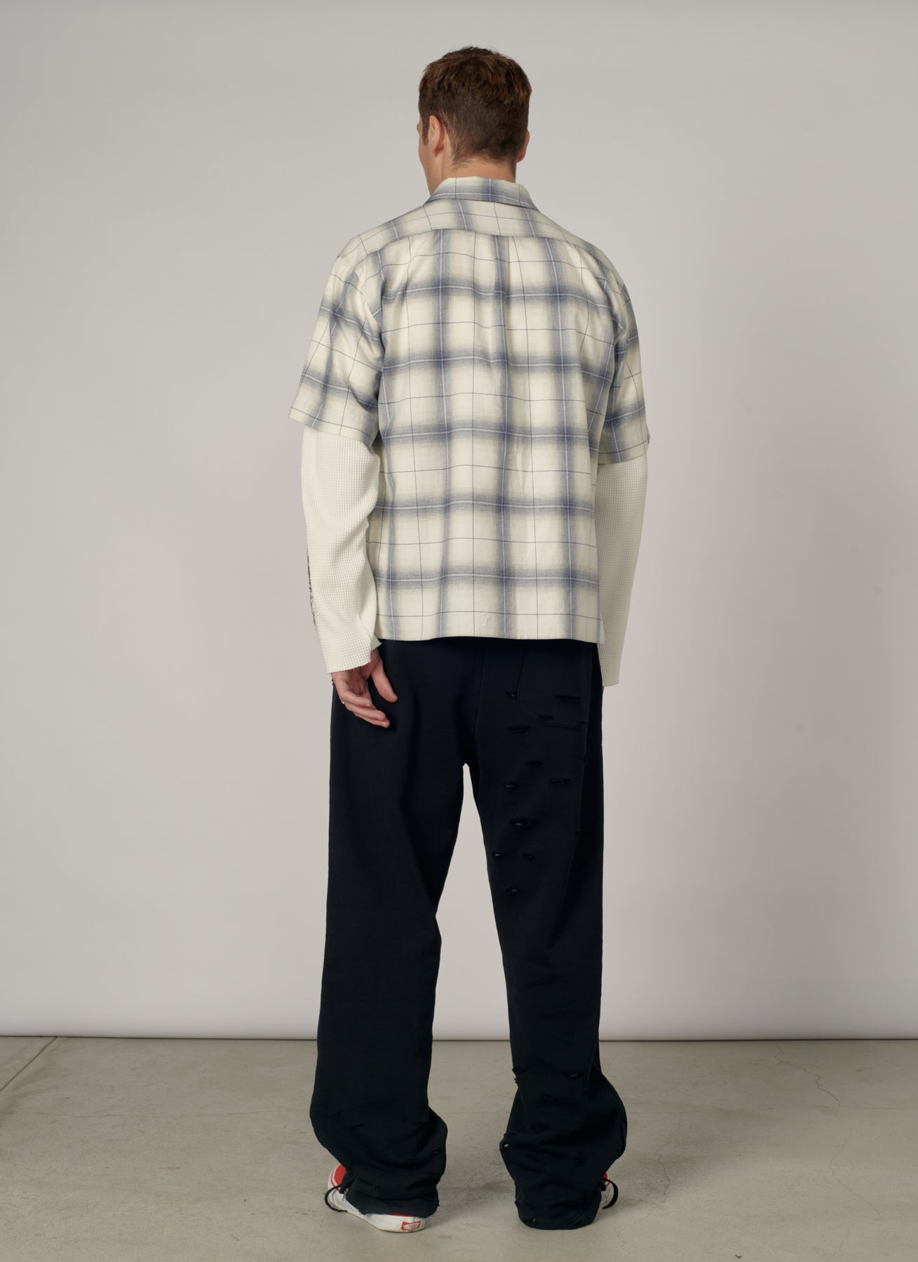 PACC19B005-1 ~ MEN DOOM WAFFLE WORK LS OVERSHIRT GREY