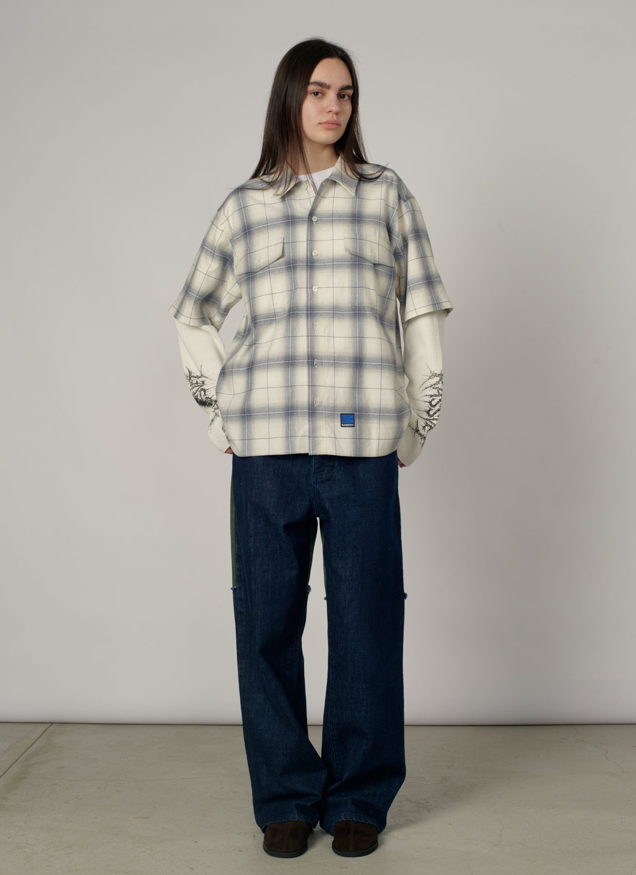 PACC19B005-1 ~ MEN DOOM WAFFLE WORK LS OVERSHIRT GREY