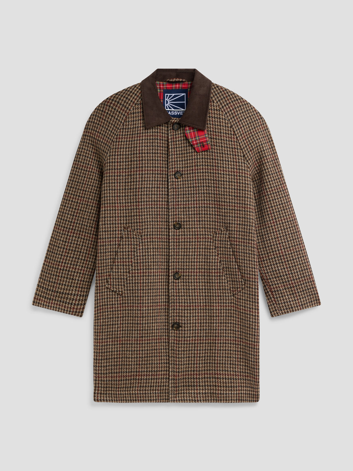 PACC19C001-1 ~ MEN HOUNDSTOOTH WOOL COAT BROWN