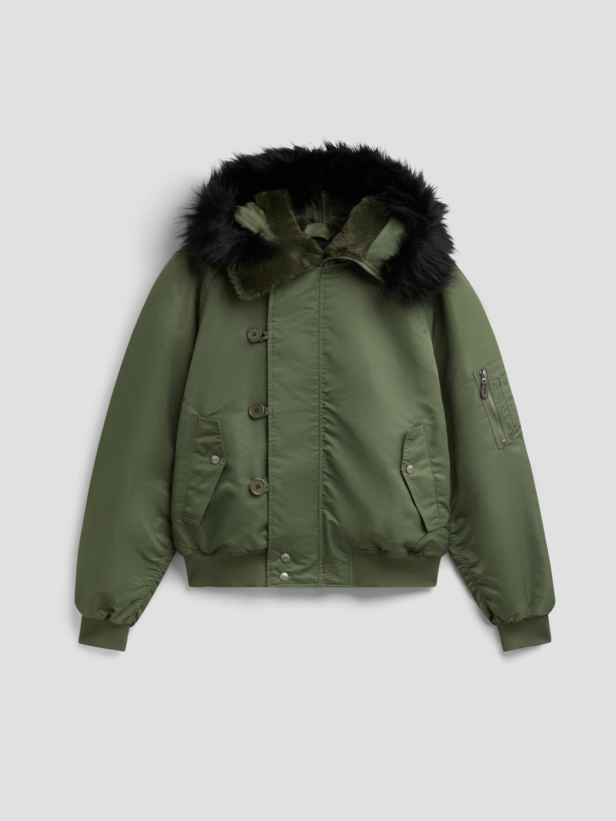 PACC19J006-1 ~ MEN HOODED N-2B BOMBER JACKET GREEN
