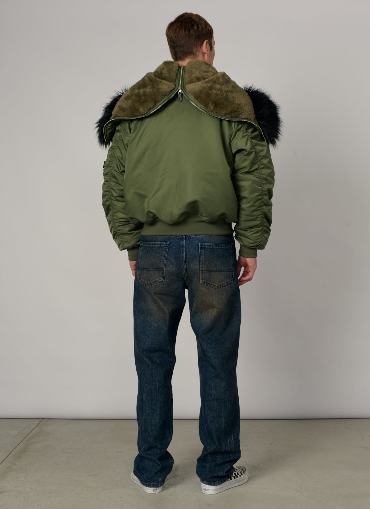 PACC19J006-1 ~ MEN HOODED N-2B BOMBER JACKET GREEN
