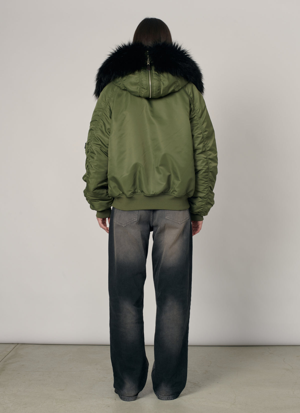 PACC19J006-1 ~ MEN HOODED N-2B BOMBER JACKET GREEN