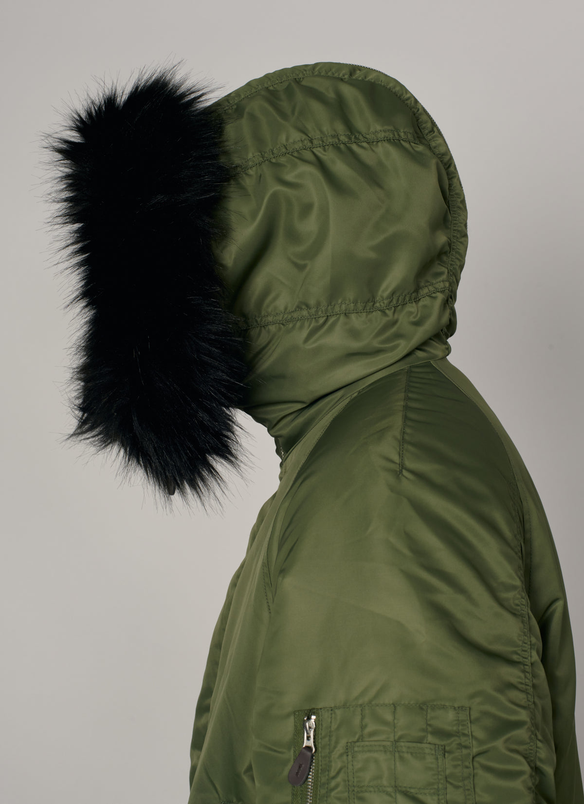 PACC19J006-1 ~ MEN HOODED N-2B BOMBER JACKET GREEN