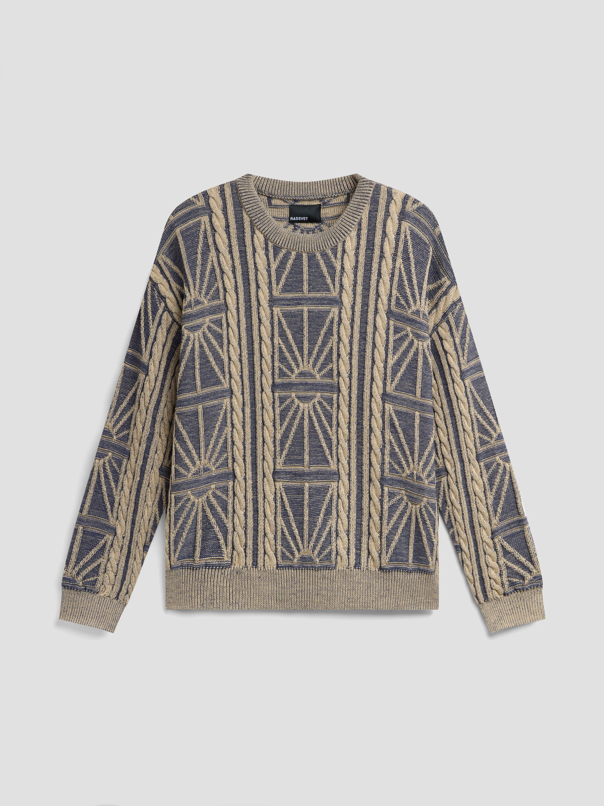 PACC19N004-1 ~ MEN ARAN CREWNECK BLUE
