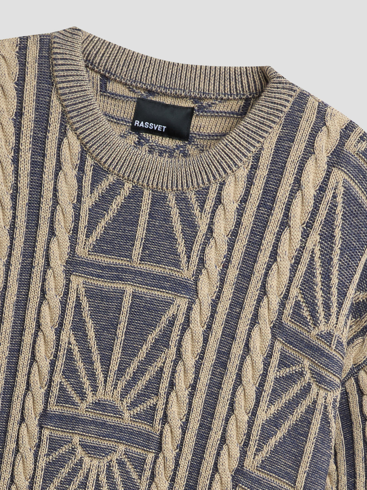 PACC19N004-1 ~ MEN ARAN CREWNECK BLUE