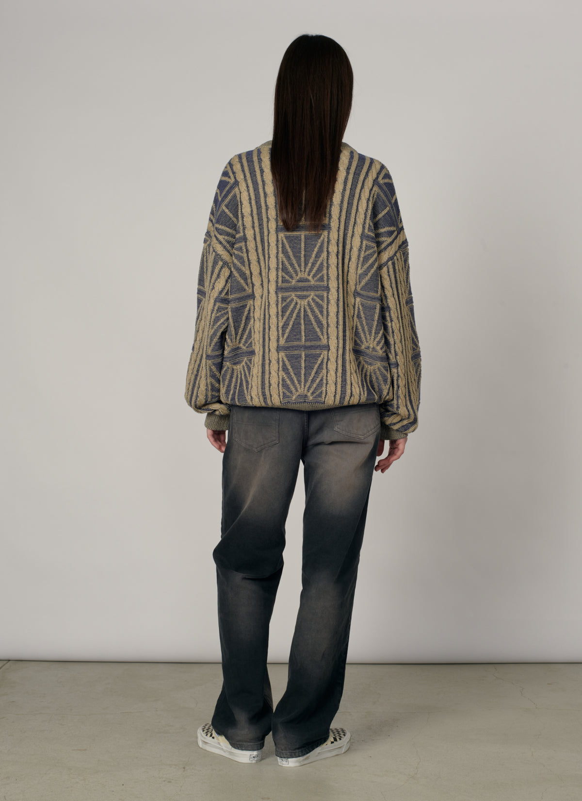 PACC19N004-1 ~ MEN ARAN CREWNECK BLUE