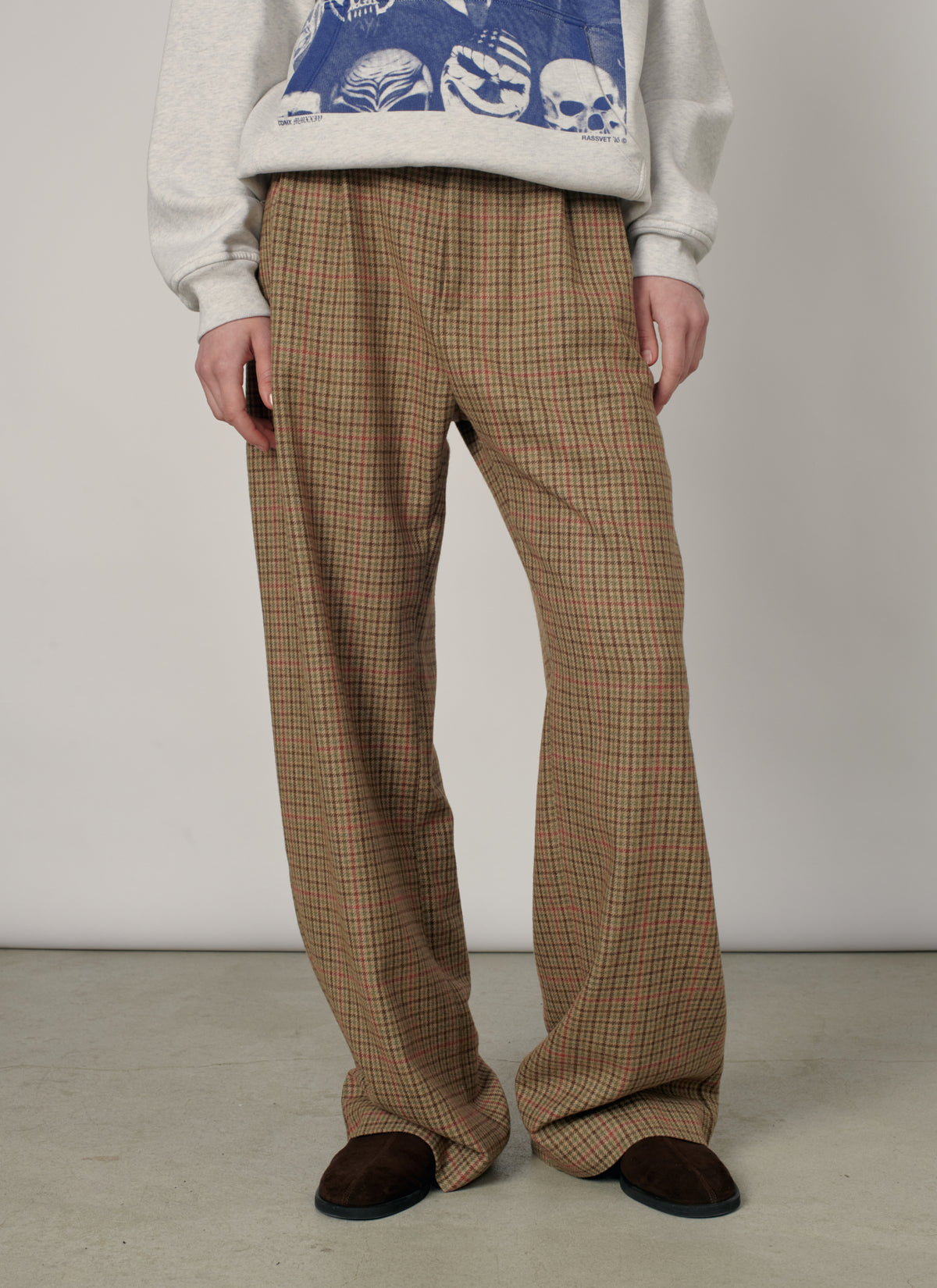 PACC19P006-1 ~ MEN WOOL PLEATED PANTS BROWN