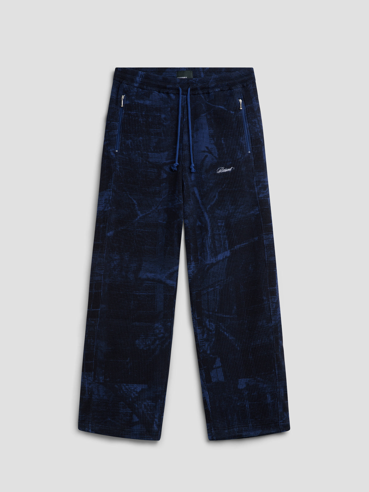 PACC19P009-1 ~ MEN CONCEALED WASHED WAFFLE THERMAL PANTS BLUE