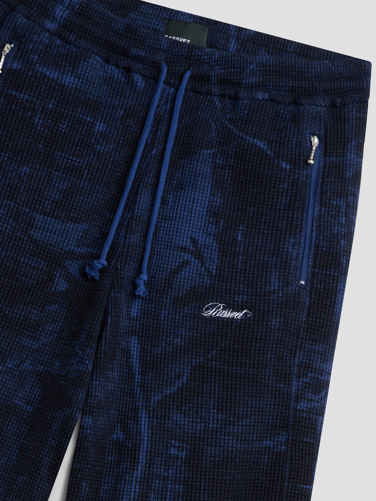 PACC19P009-1 ~ MEN CONCEALED WASHED WAFFLE THERMAL PANTS BLUE