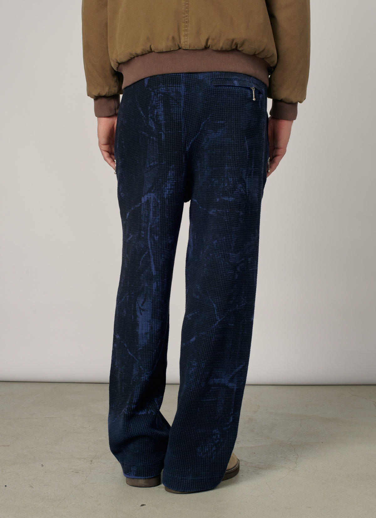 PACC19P009-1 ~ MEN CONCEALED WASHED WAFFLE THERMAL PANTS BLUE