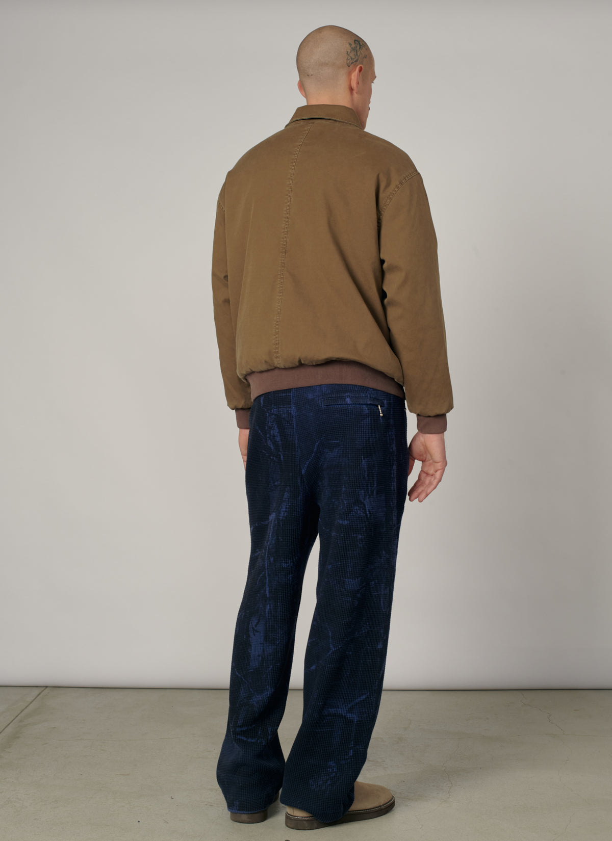 PACC19P009-1 ~ MEN CONCEALED WASHED WAFFLE THERMAL PANTS BLUE