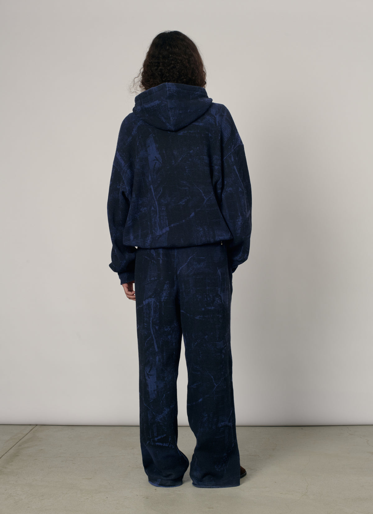 PACC19P009-1 ~ MEN CONCEALED WASHED WAFFLE THERMAL PANTS BLUE