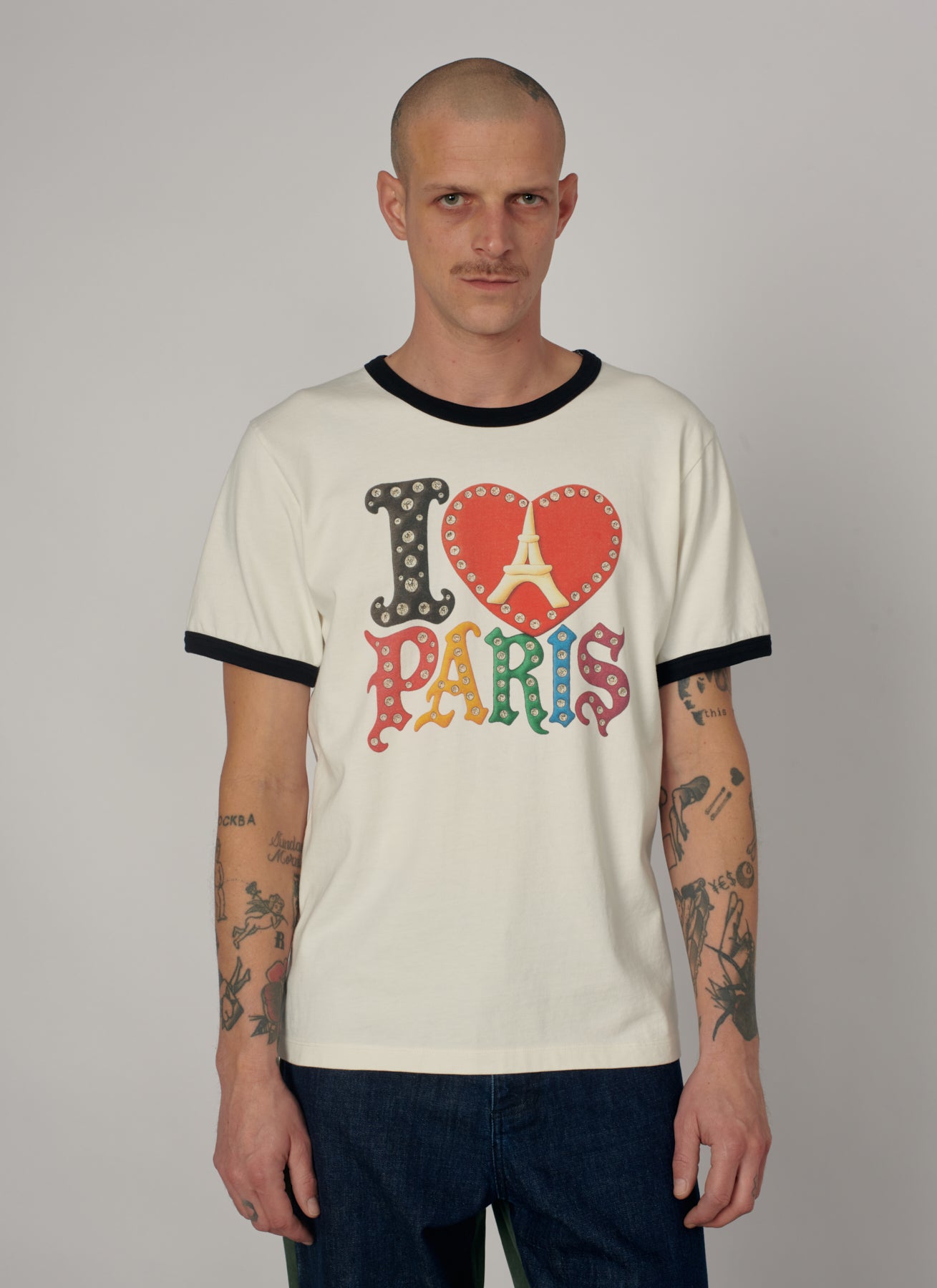 PACC19T010-1 ~ MEN JEWEL RINGER TEE SHIRT OFF WHITE