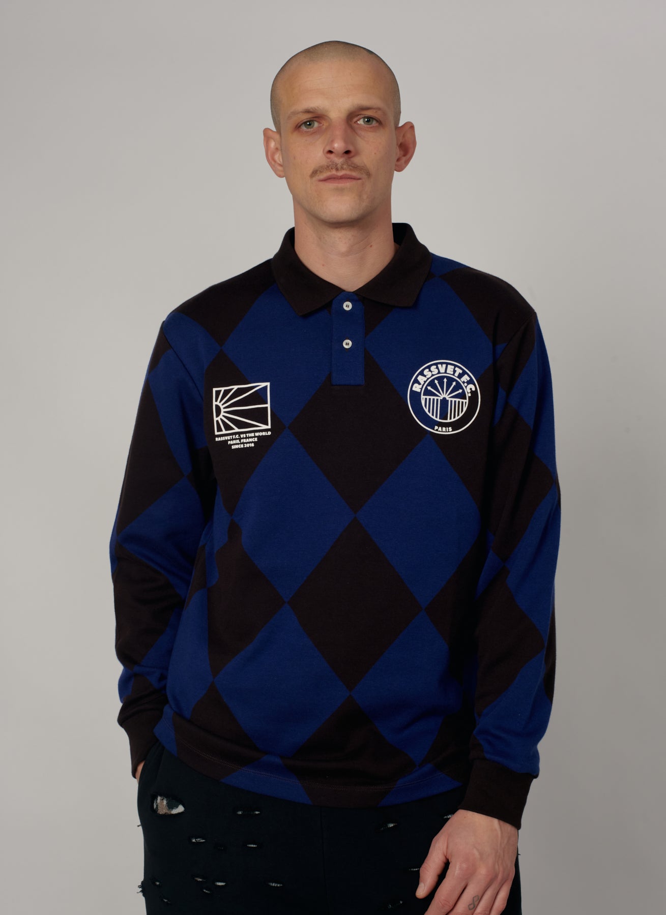 PACC19T015-1 ~ MEN JACQUARD LS FOOTBALL JERSEY BLUE