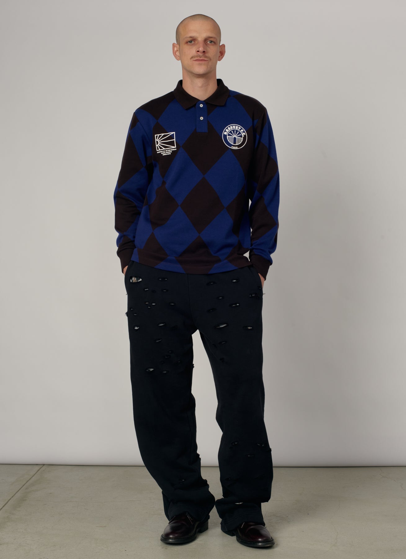PACC19T015-1 ~ MEN JACQUARD LS FOOTBALL JERSEY BLUE