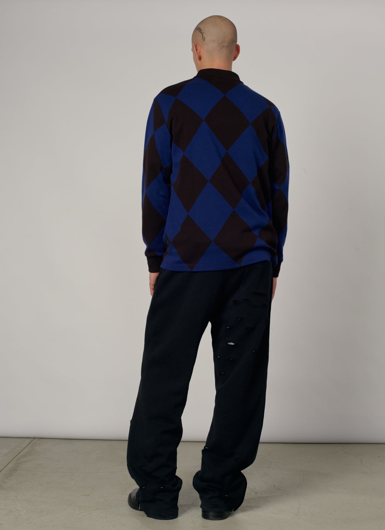 PACC19T015-1 ~ MEN JACQUARD LS FOOTBALL JERSEY BLUE
