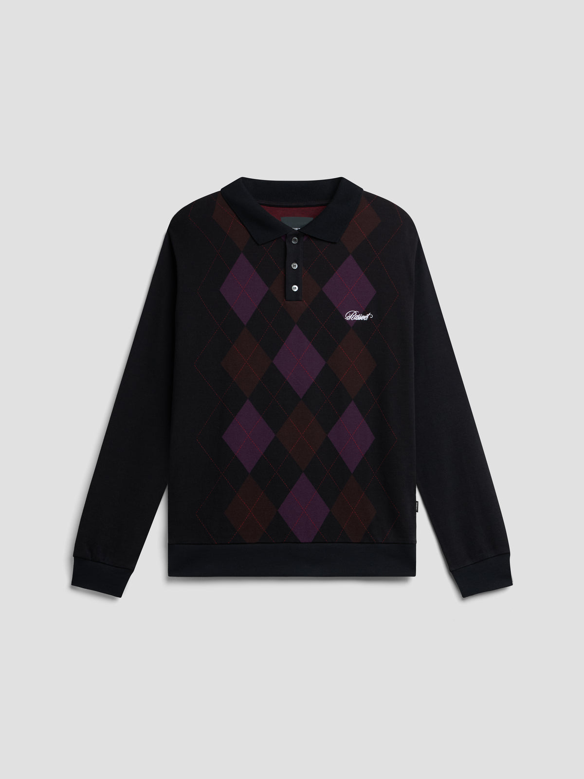 PACC19T016-1 ~ MEN ARGYLE POLO BLACK