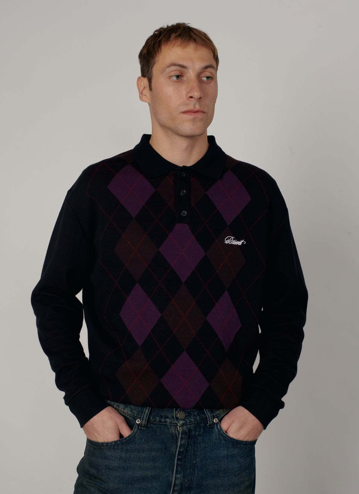 PACC19T016-1 ~ MEN ARGYLE POLO BLACK
