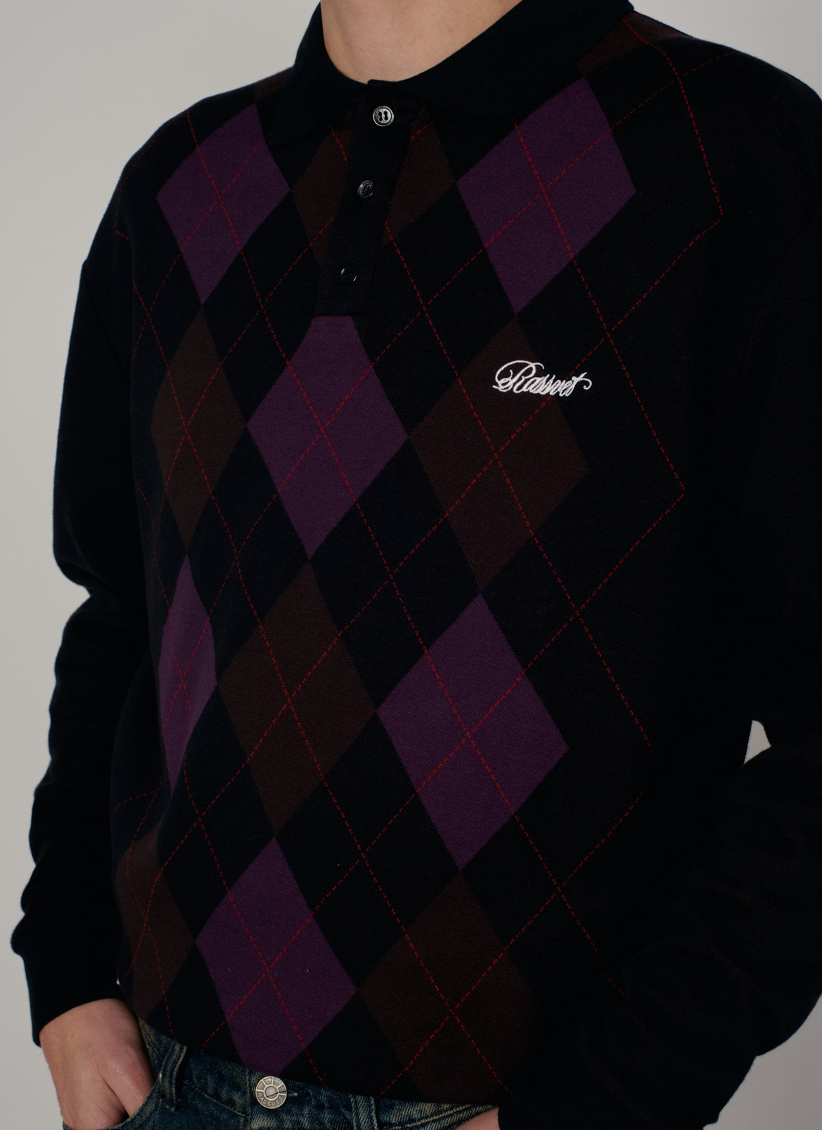 PACC19T016-1 ~ MEN ARGYLE POLO BLACK