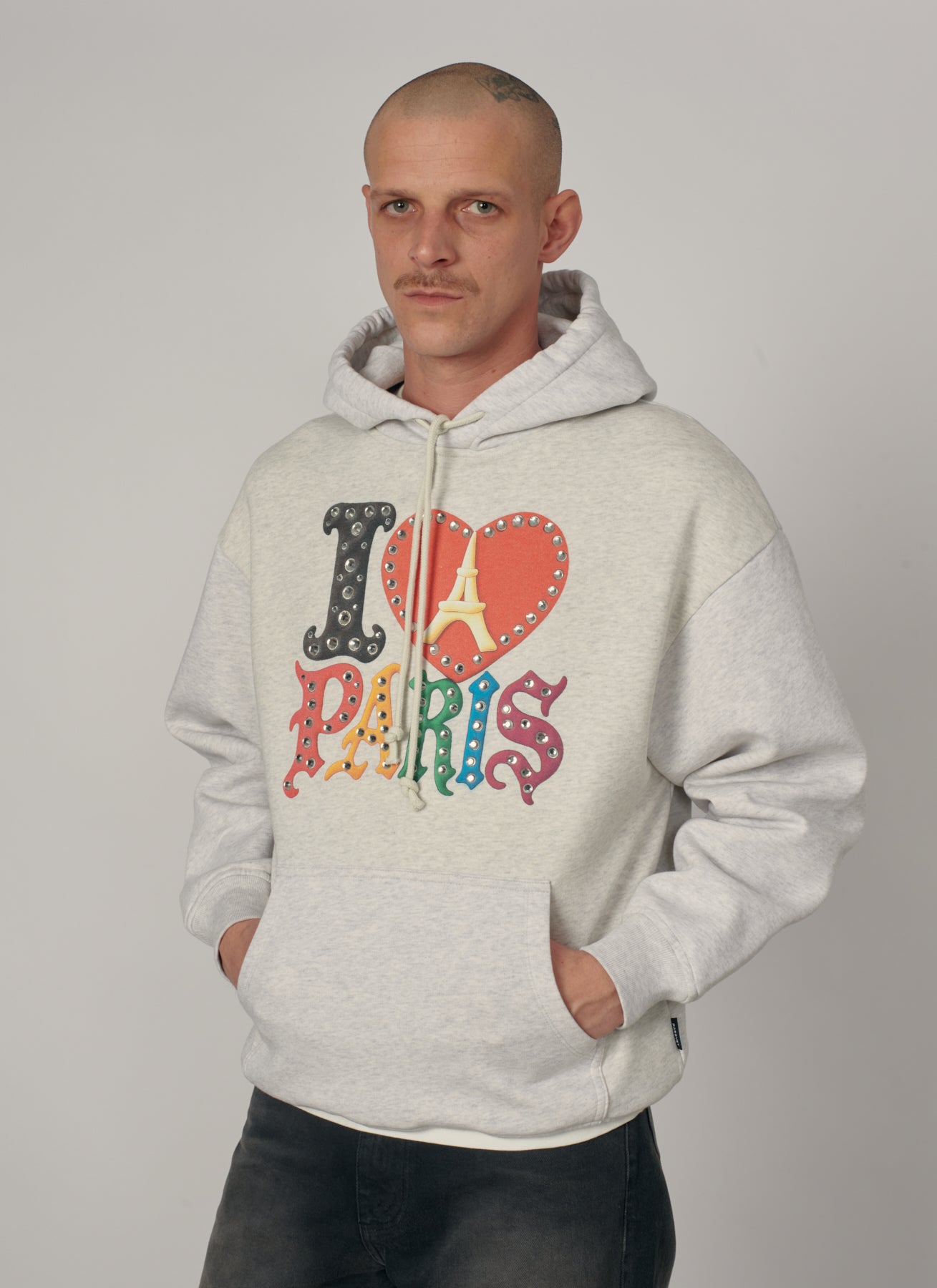 PACC19T023-1 ~ MEN JEWEL HOODIE ASH GREY