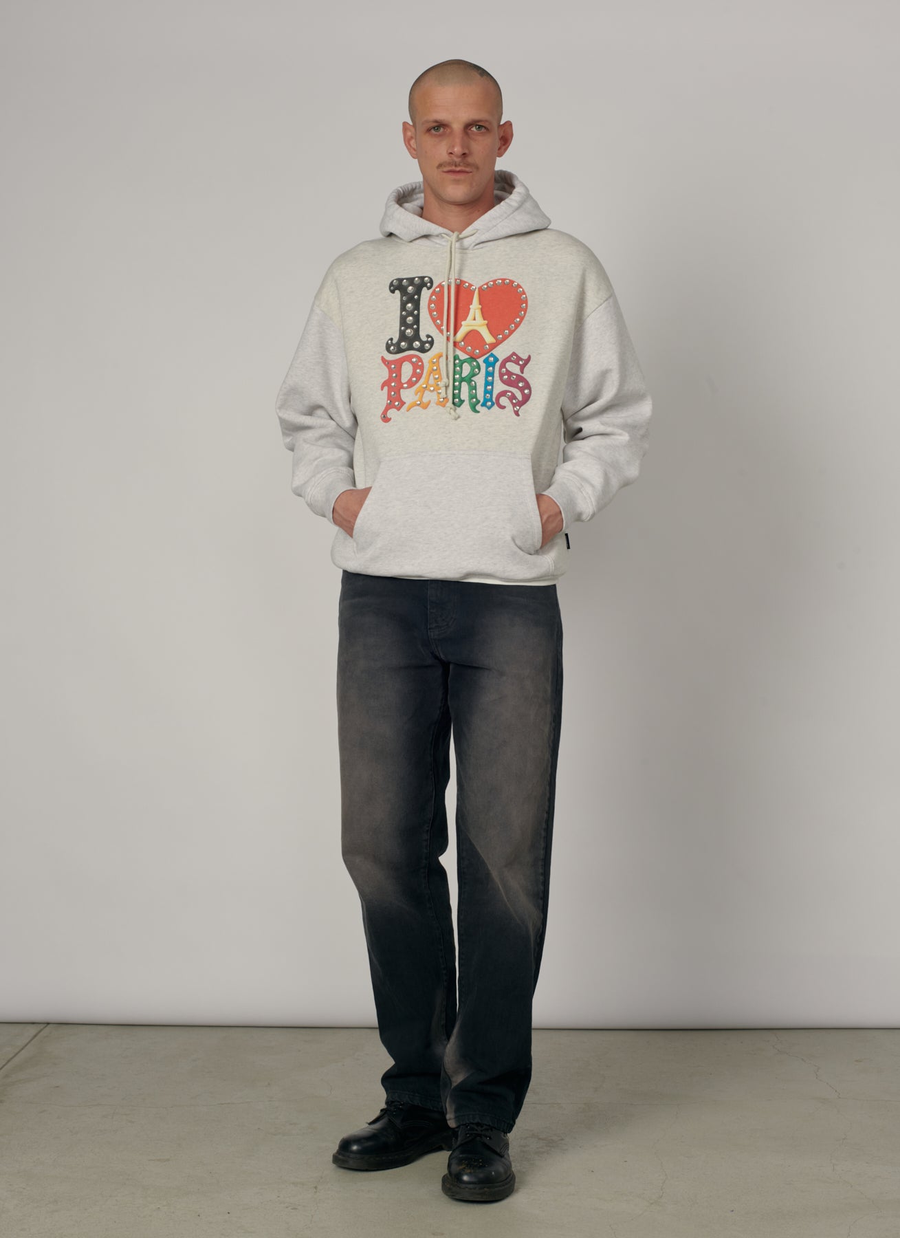 PACC19T023-1 ~ MEN JEWEL HOODIE ASH GREY