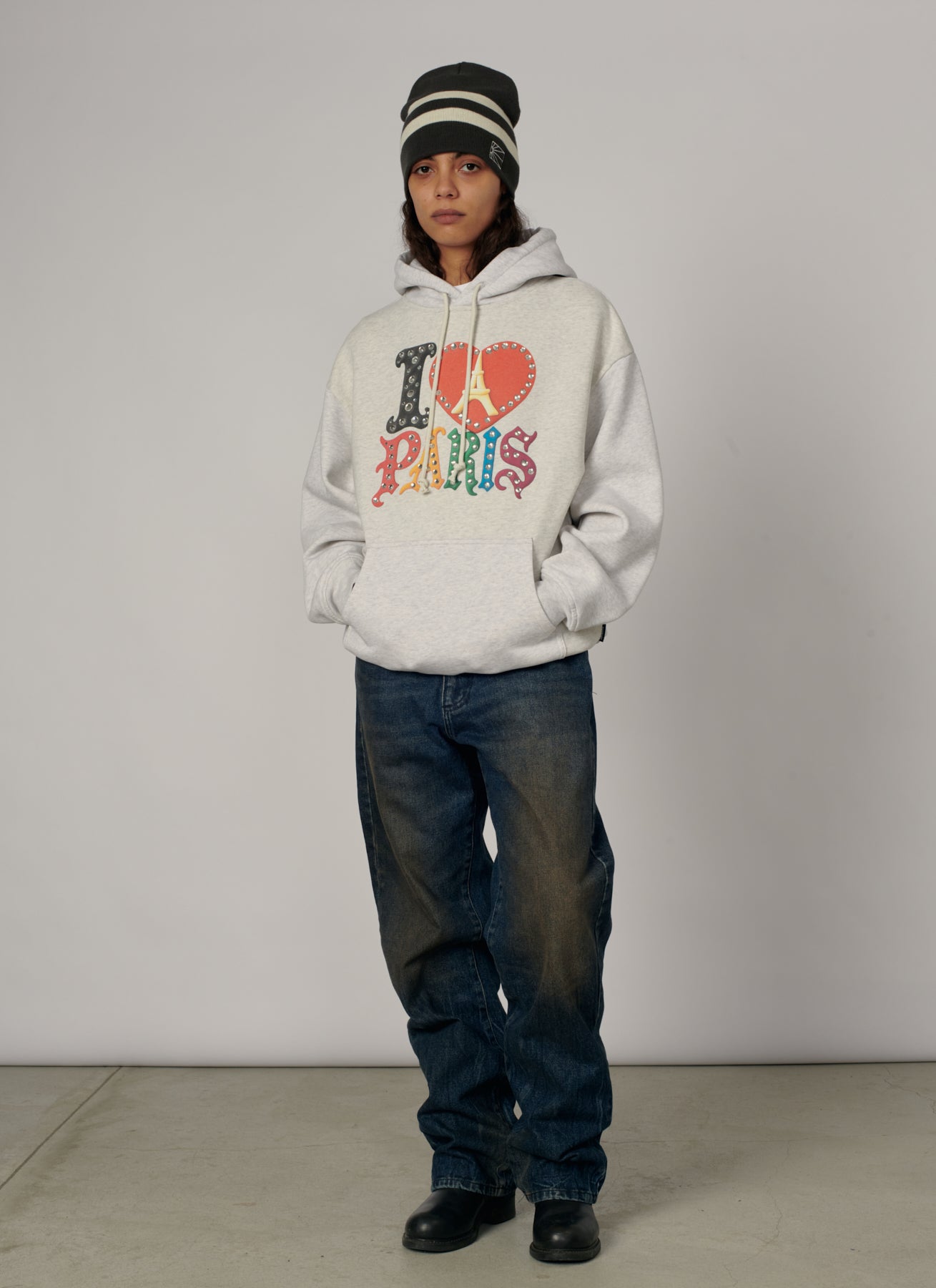 PACC19T023-1 ~ MEN JEWEL HOODIE ASH GREY